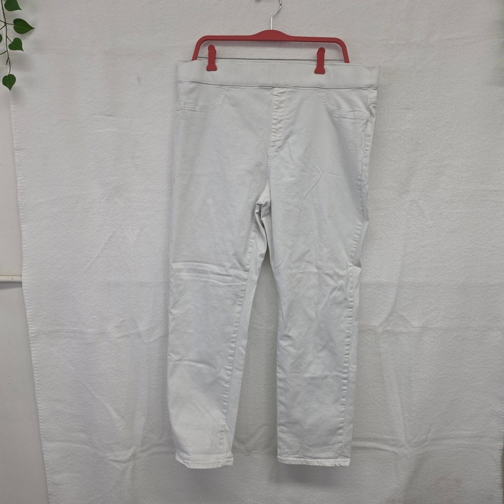 Karen Scott Womens XL White Pull On Straight Leg Elastic Waist Pants Casual